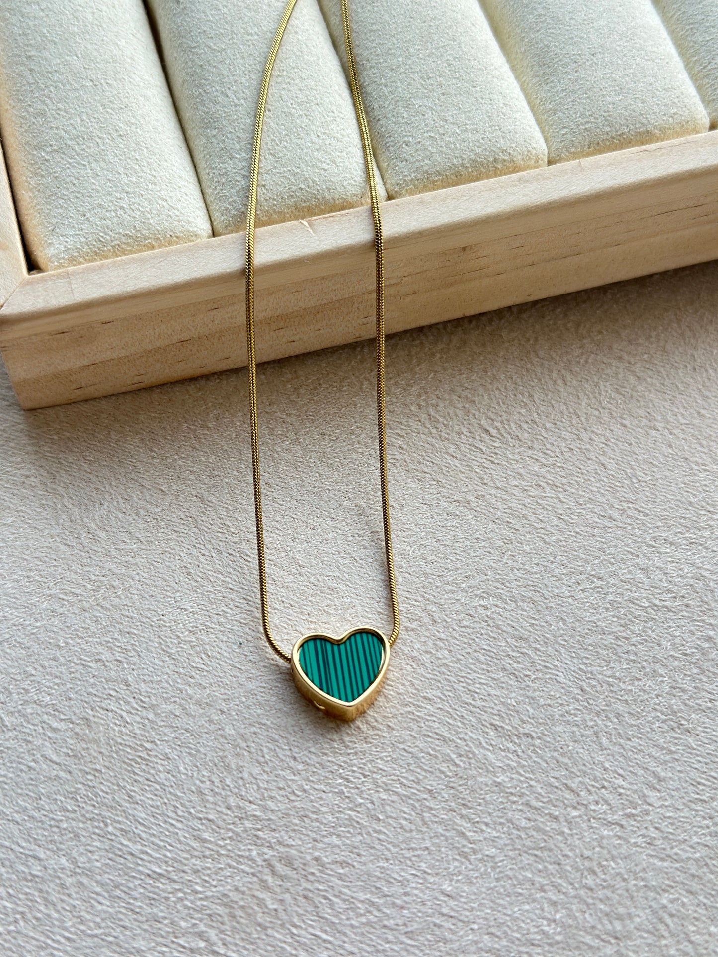Green Malachite Heart Slider Necklace