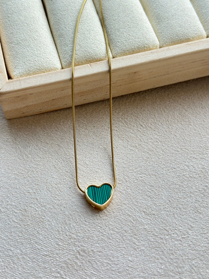 Green Malachite Heart Slider Necklace