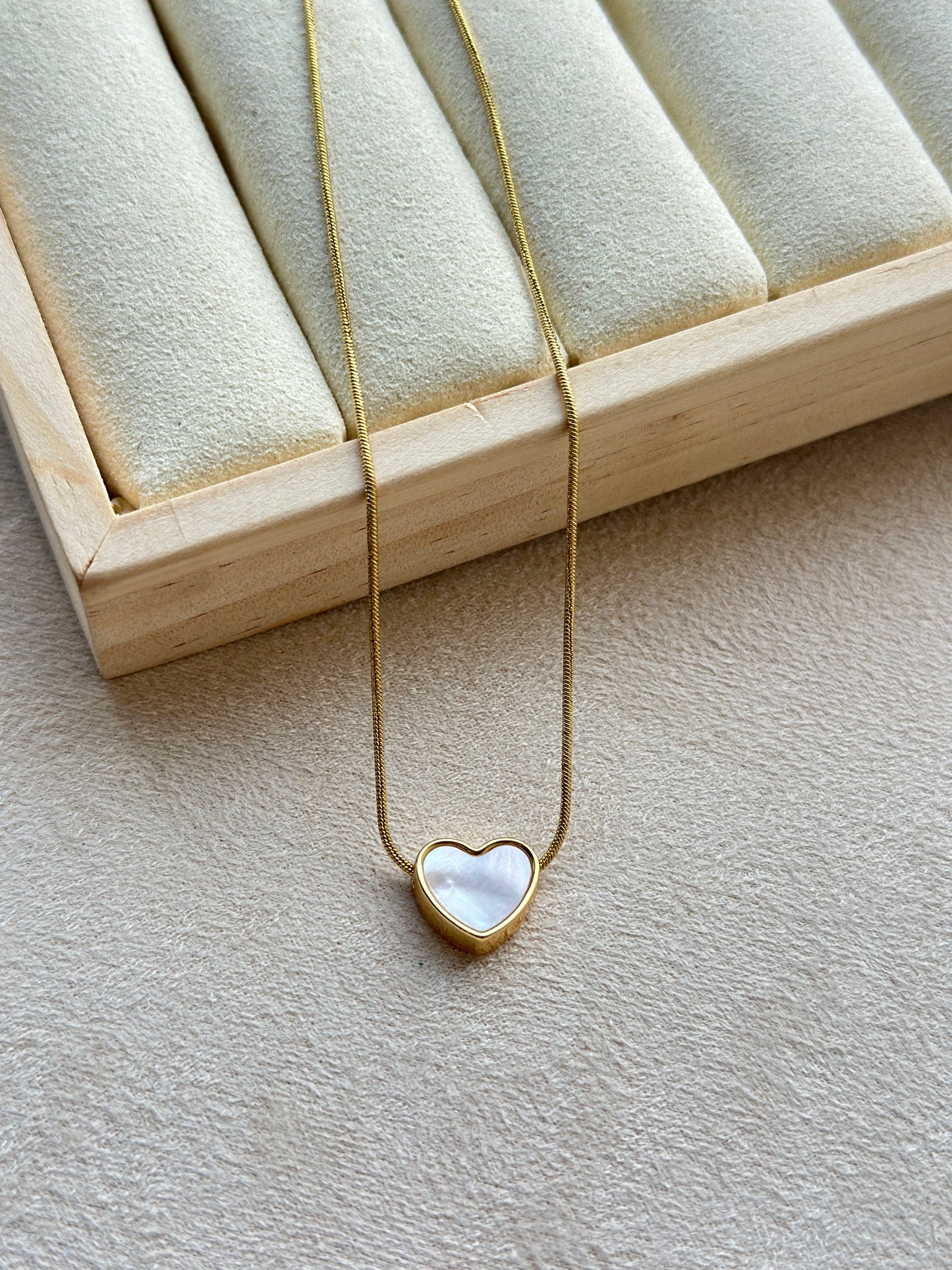 Mother of Pearl Heart Slider Necklace