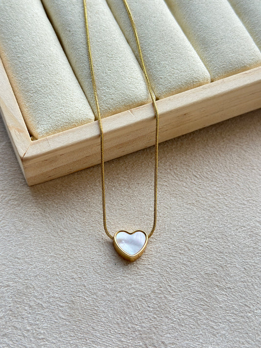Mother of Pearl Heart Slider Necklace