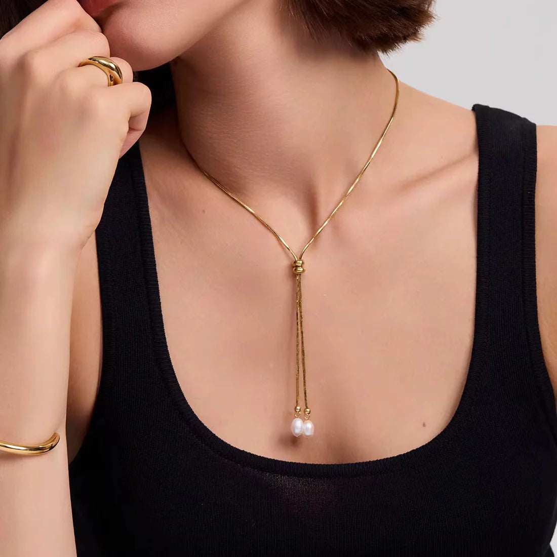 Lariat Pearl Drop Necklace