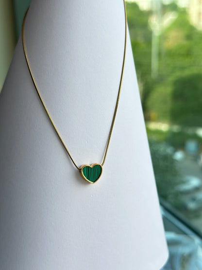 Green Malachite Heart Slider Necklace
