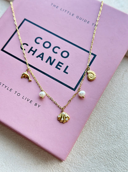 Ocean Charm Pearl Necklace