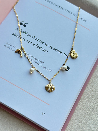 Ocean Charm Pearl Necklace