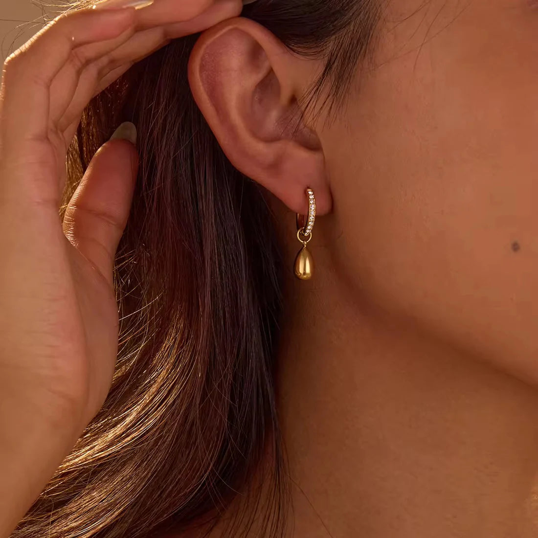 CZ Teardrop Drop Earrings