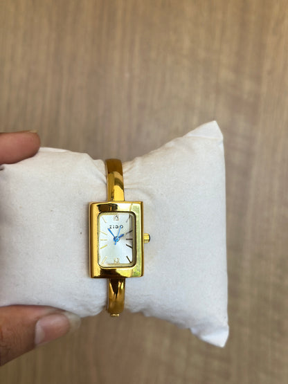 Zido Rectangular Gold Bangle Watch