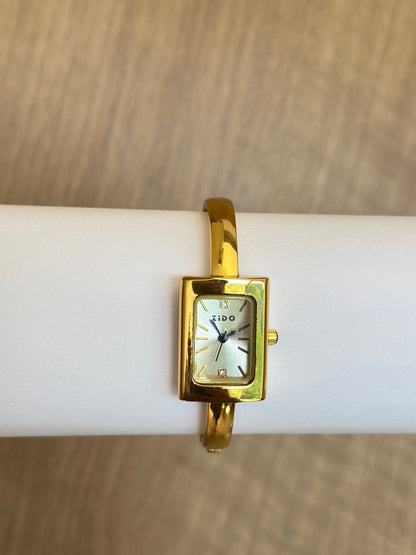 Zido Rectangular Gold Bangle Watch