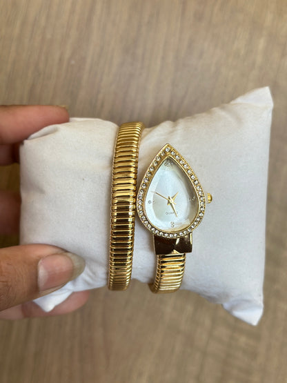 Snake Wrap CZ Bangle Quartz Watch