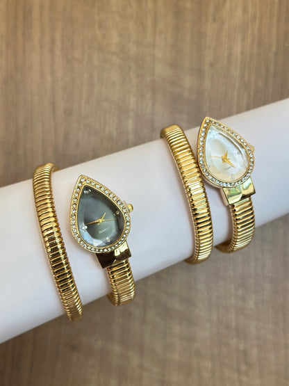 Snake Wrap CZ Bangle Quartz Watch