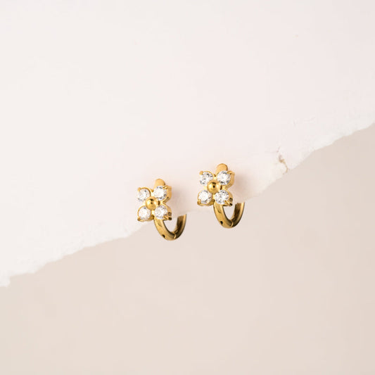 CZ Star Flower Charm Earrings