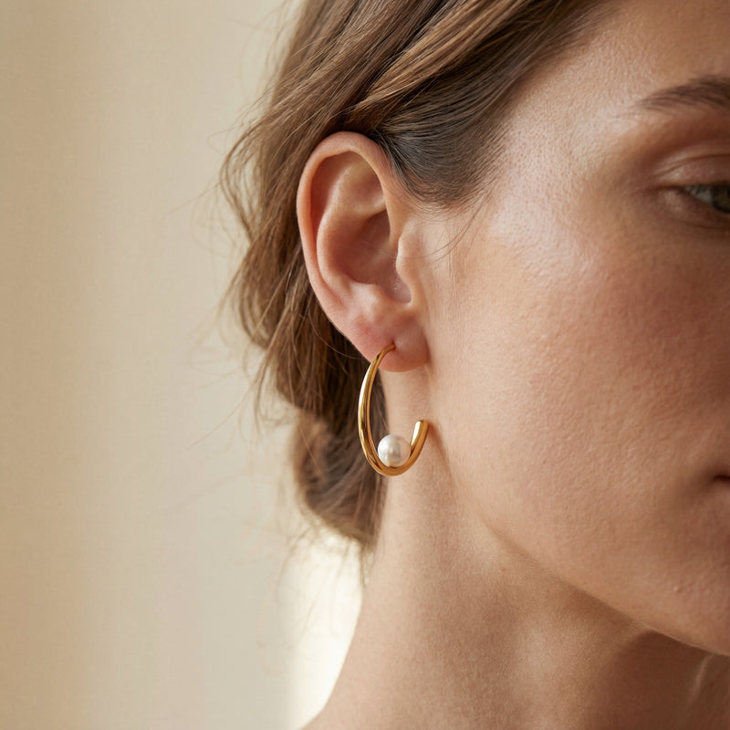 Pearl Charm Drop Earrings