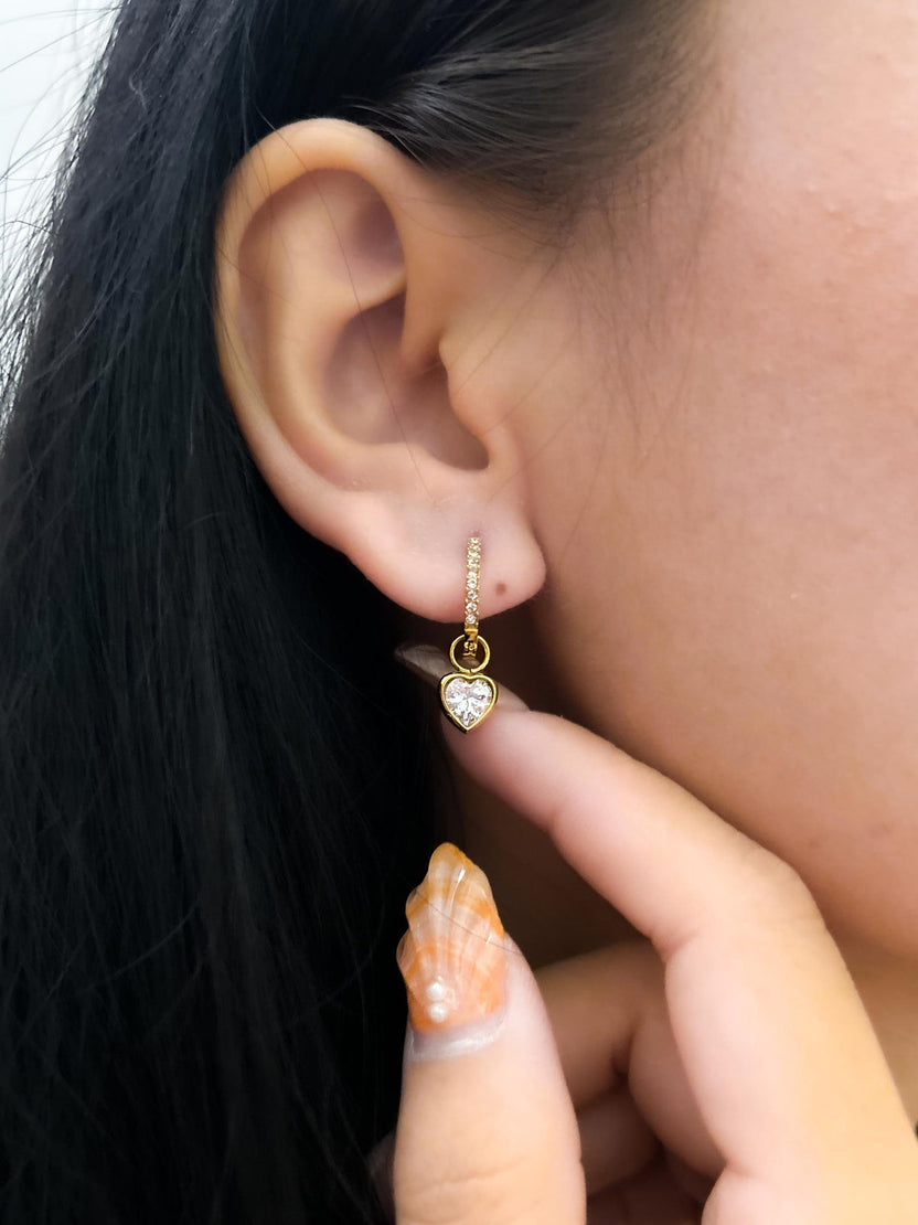 Rose Heart Teardrop Charm Earrings
