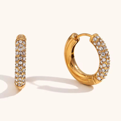 Chunky Pavé CZ Encrusted Hoop Earrings