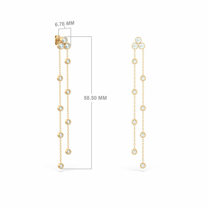 Long CZ Chain Tassel Drop Earrings