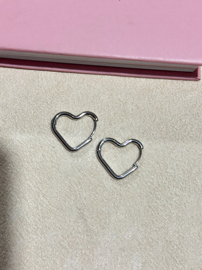 Silver Heart Hoop Earrings