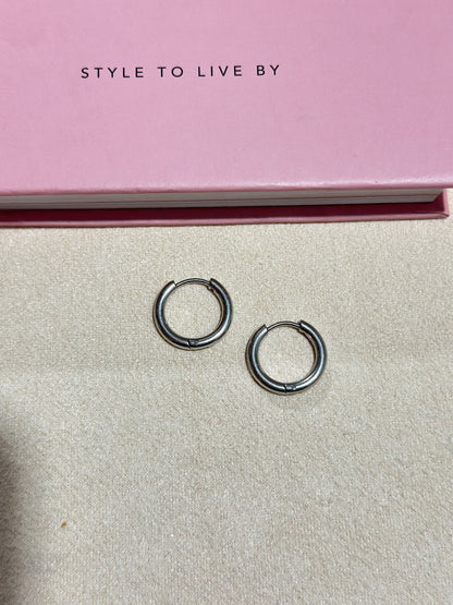 Thick Tube Silver Hoop Earrings