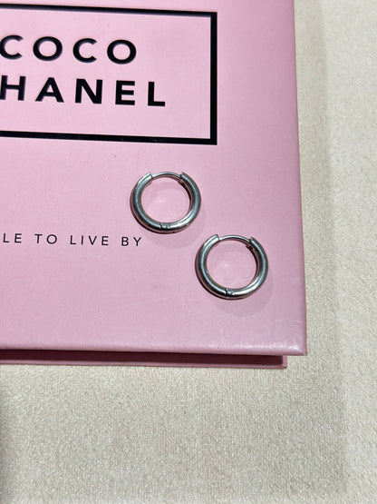 Thick Tube Silver Hoop Earrings