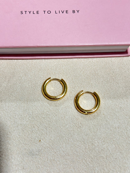 Thick Tube Gold Hoop Earrings