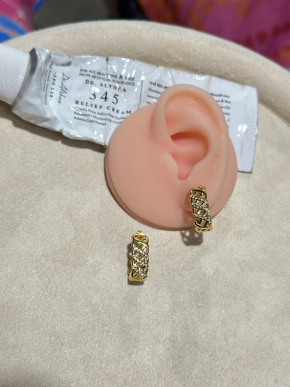 Lattice Pave Hoop Earrings
