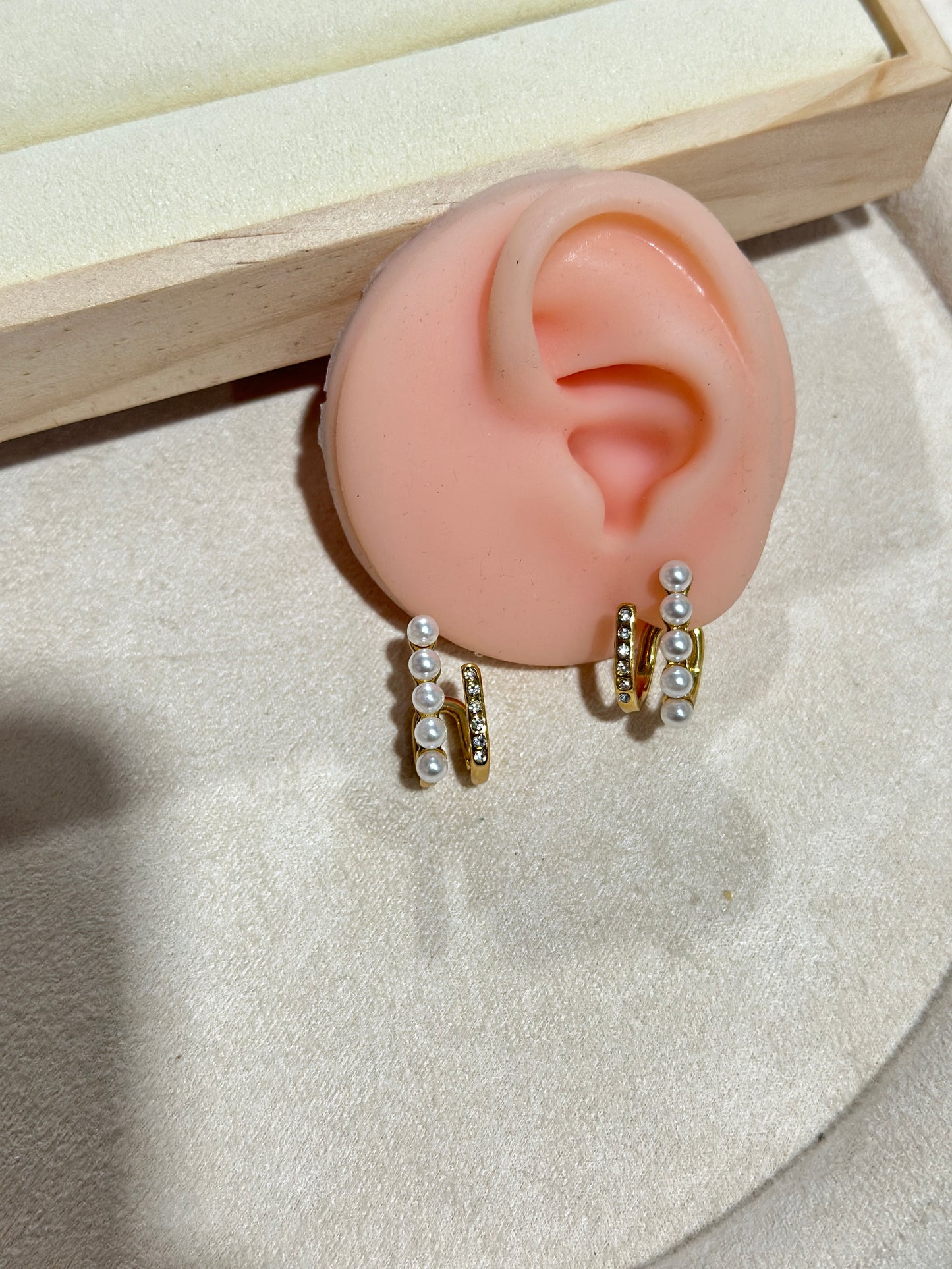 Pearl and Pave Ear Jacket Earrings