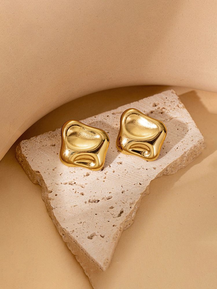 Gold Sculptural Stud Earrings