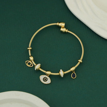 Evil Eye Multi Charm Twisted Wire Bracelet