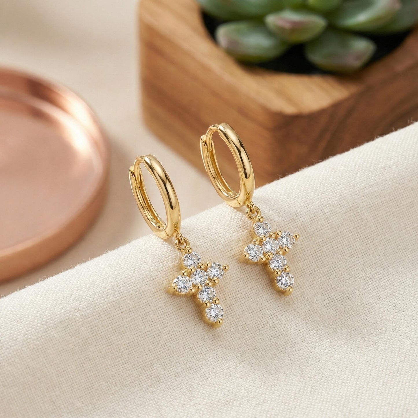 Cross Hoops Earrings