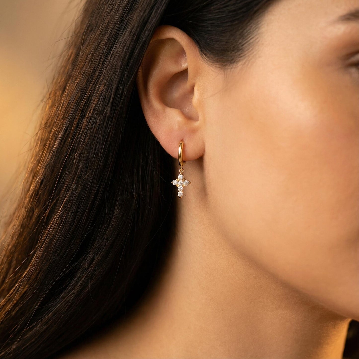 Cross Hoops Earrings