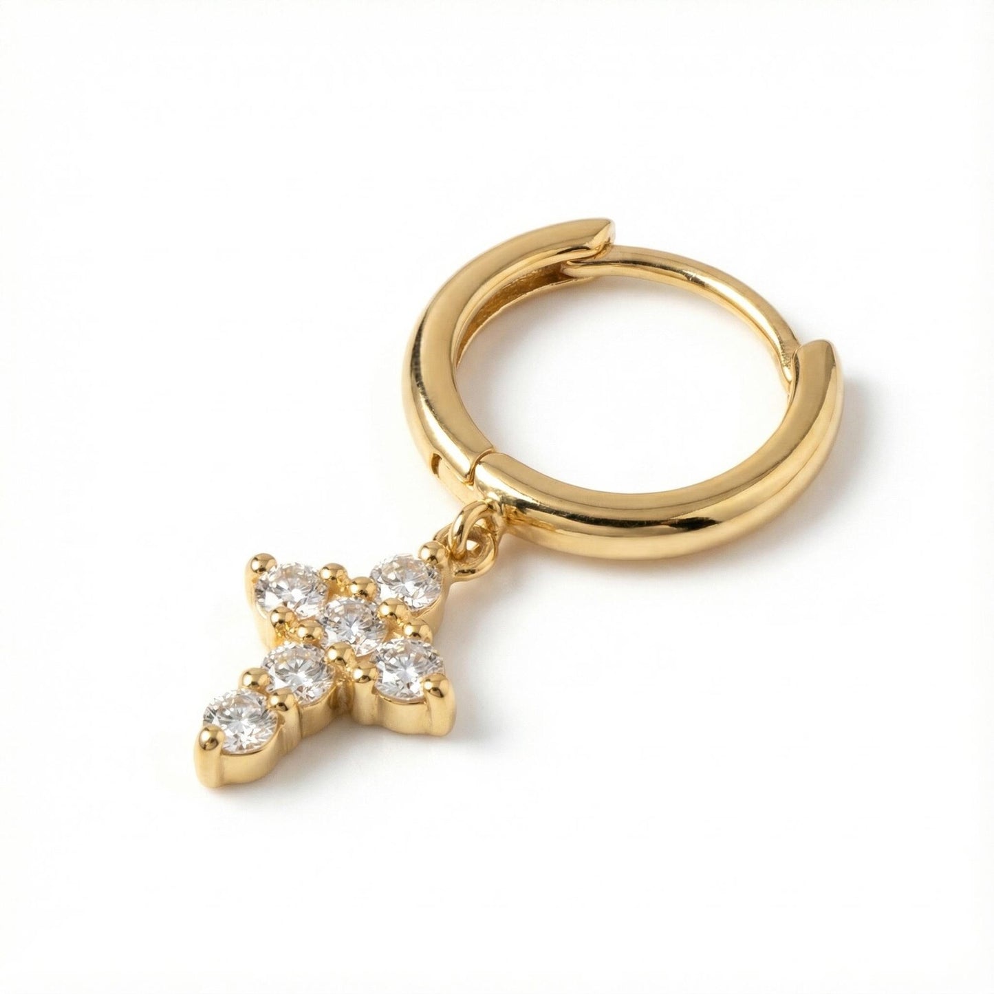 Crystal Cross Charm Hoop Earrings