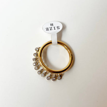Dangling Bezel Crystal Fringe Ring