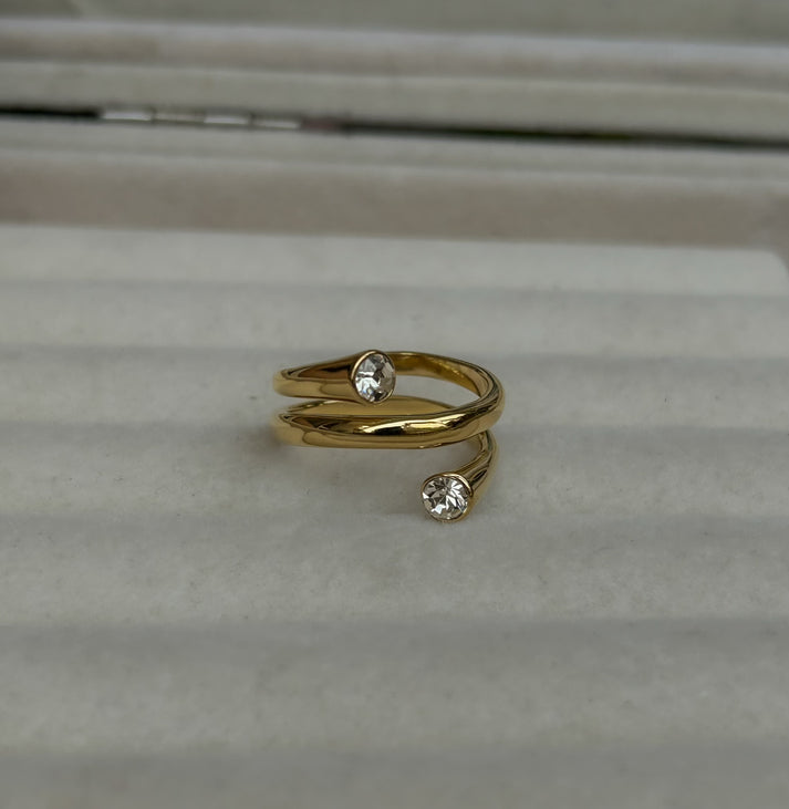 Coil Bypass Bezel CZ Ring