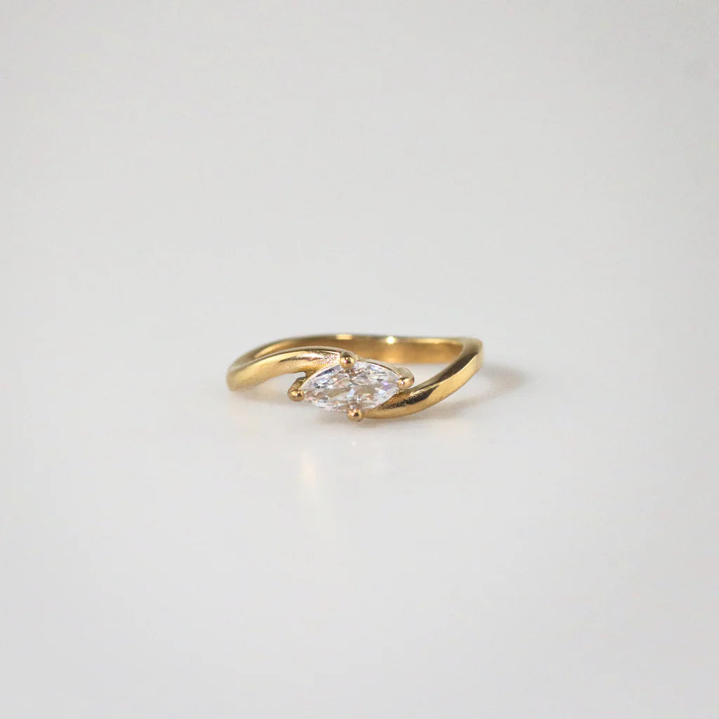 Twisted Band Marquise CZ Solitaire Ring