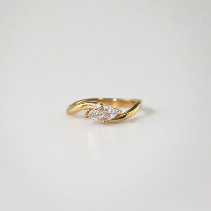 Twisted Band Marquise CZ Solitaire Ring