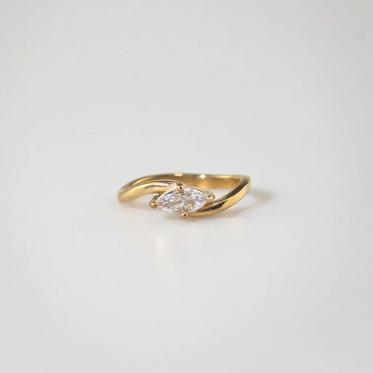Twisted Band Marquise CZ Solitaire Ring