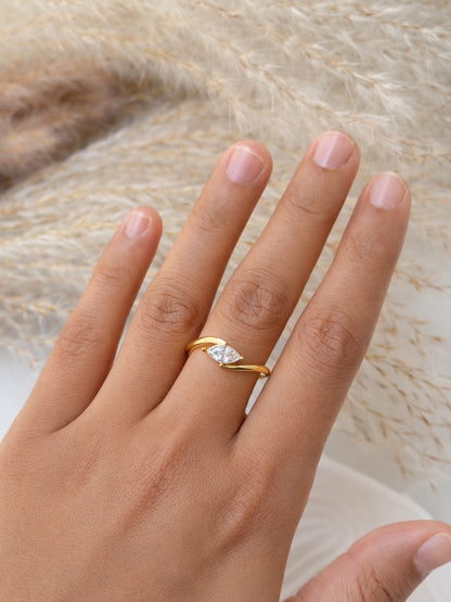 Twisted Band Marquise CZ Solitaire Ring