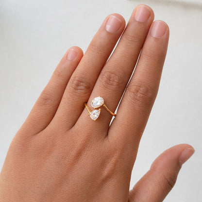 Oval and Pear Bypass Two-Stone Ring