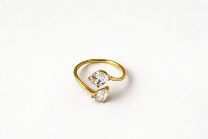 Oval and Pear Bypass Two-Stone Ring