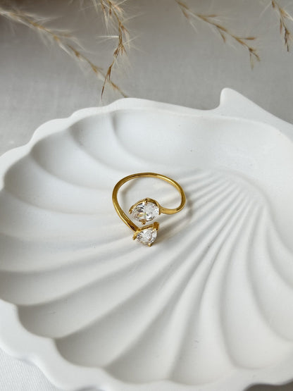 Oval and Pear Bypass Two-Stone Ring