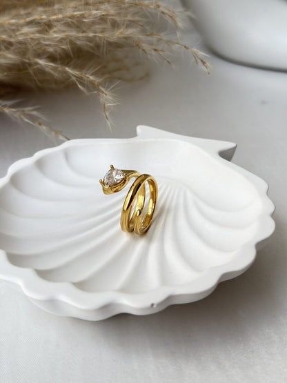 Trillion CZ Snake Wrap Ring