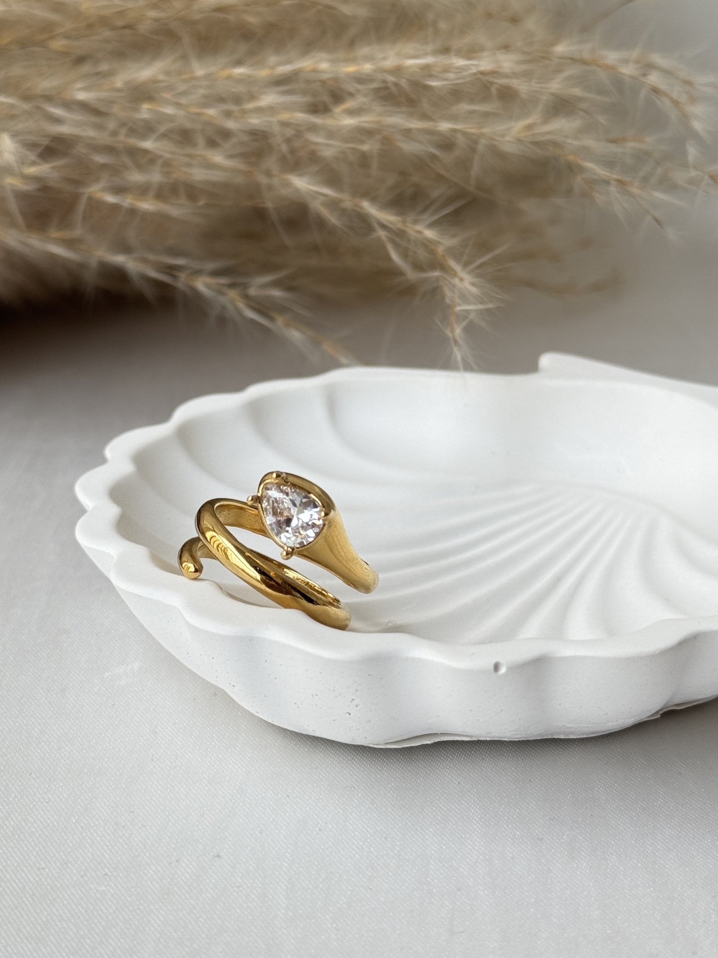 Trillion CZ Snake Wrap Ring