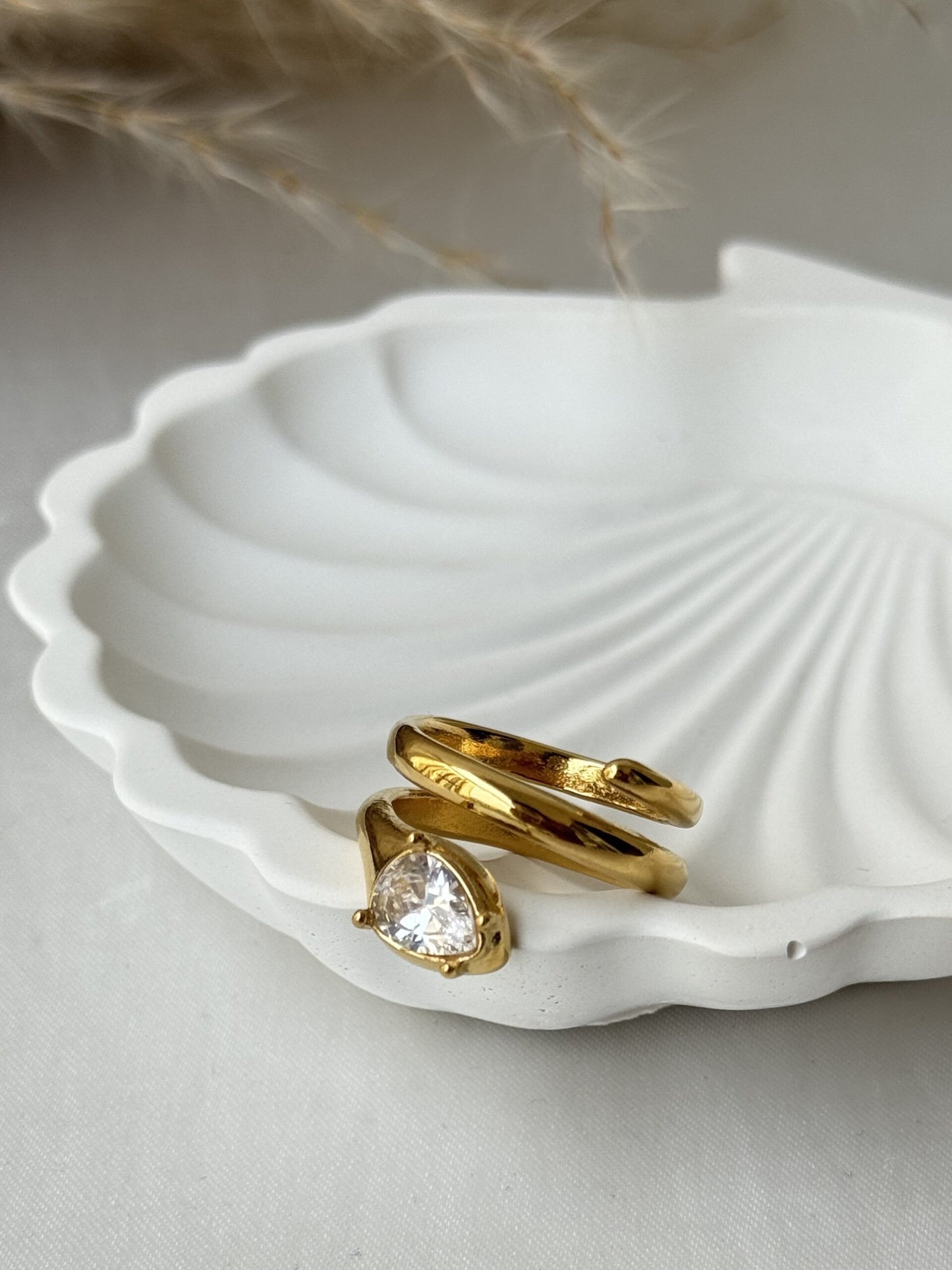 Trillion CZ Snake Wrap Ring