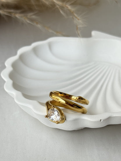 Trillion CZ Snake Wrap Ring