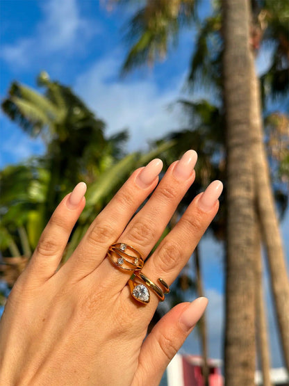 Trillion CZ Snake Wrap Ring