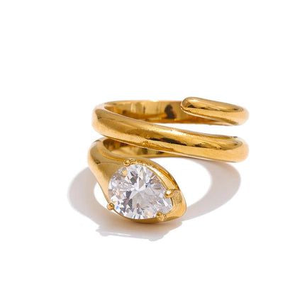 Trillion CZ Snake Wrap Ring