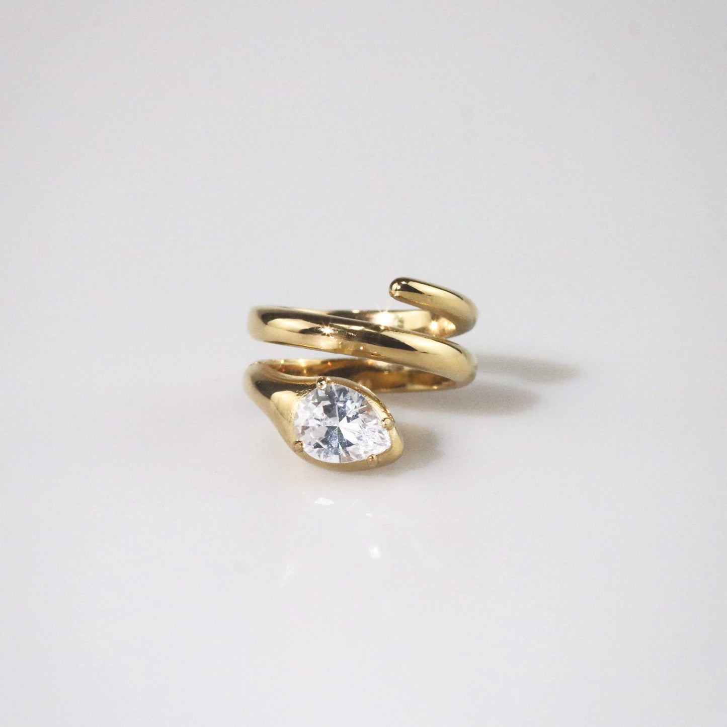 Trillion CZ Snake Wrap Ring