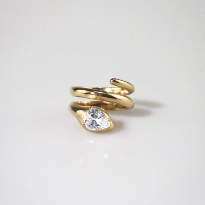 Trillion CZ Snake Wrap Ring