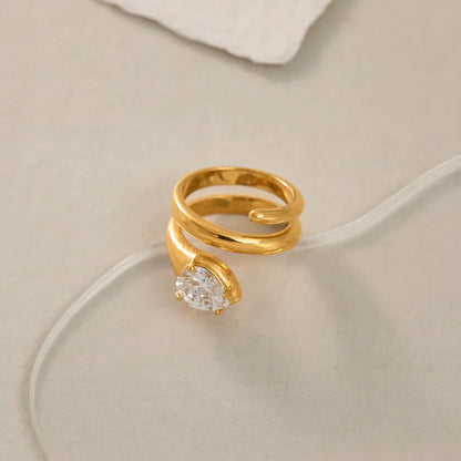 Trillion CZ Snake Wrap Ring