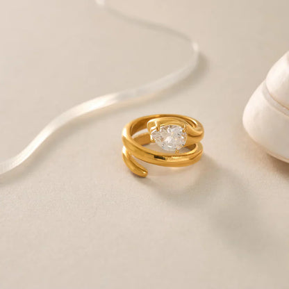 Trillion CZ Snake Wrap Ring