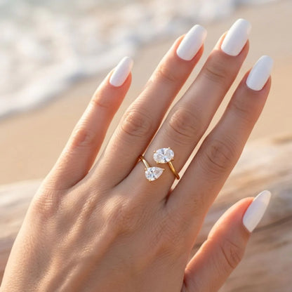 Oval and Pear Bypass Two-Stone Ring