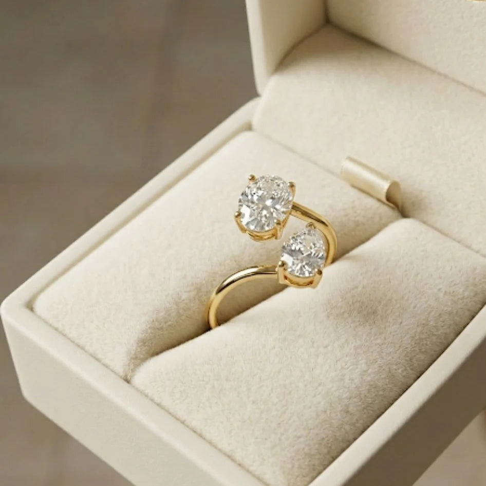 Oval and Pear Bypass Two-Stone Ring